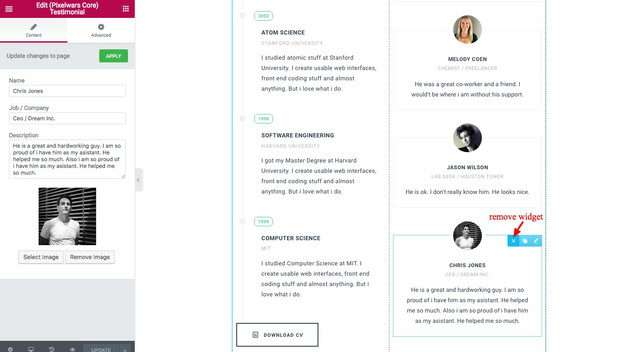 Elementor resume