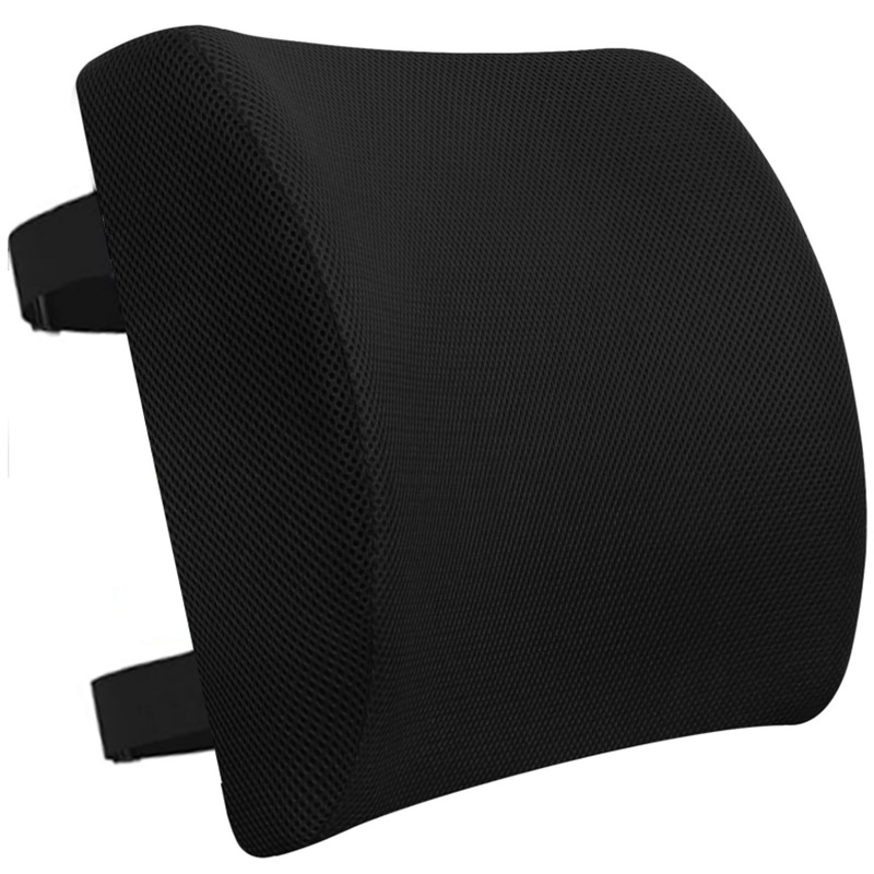 33 x 32 x 10 cm Memory Foam Lumbar Support Cushion - Black 3D Mesh, Slow Rebound Back Support for Office Chairs, Car Seats and Home