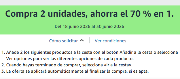 Ahorra el 70% en 1 comprando 2 unidades en una selección de productos para el cuidado personal
