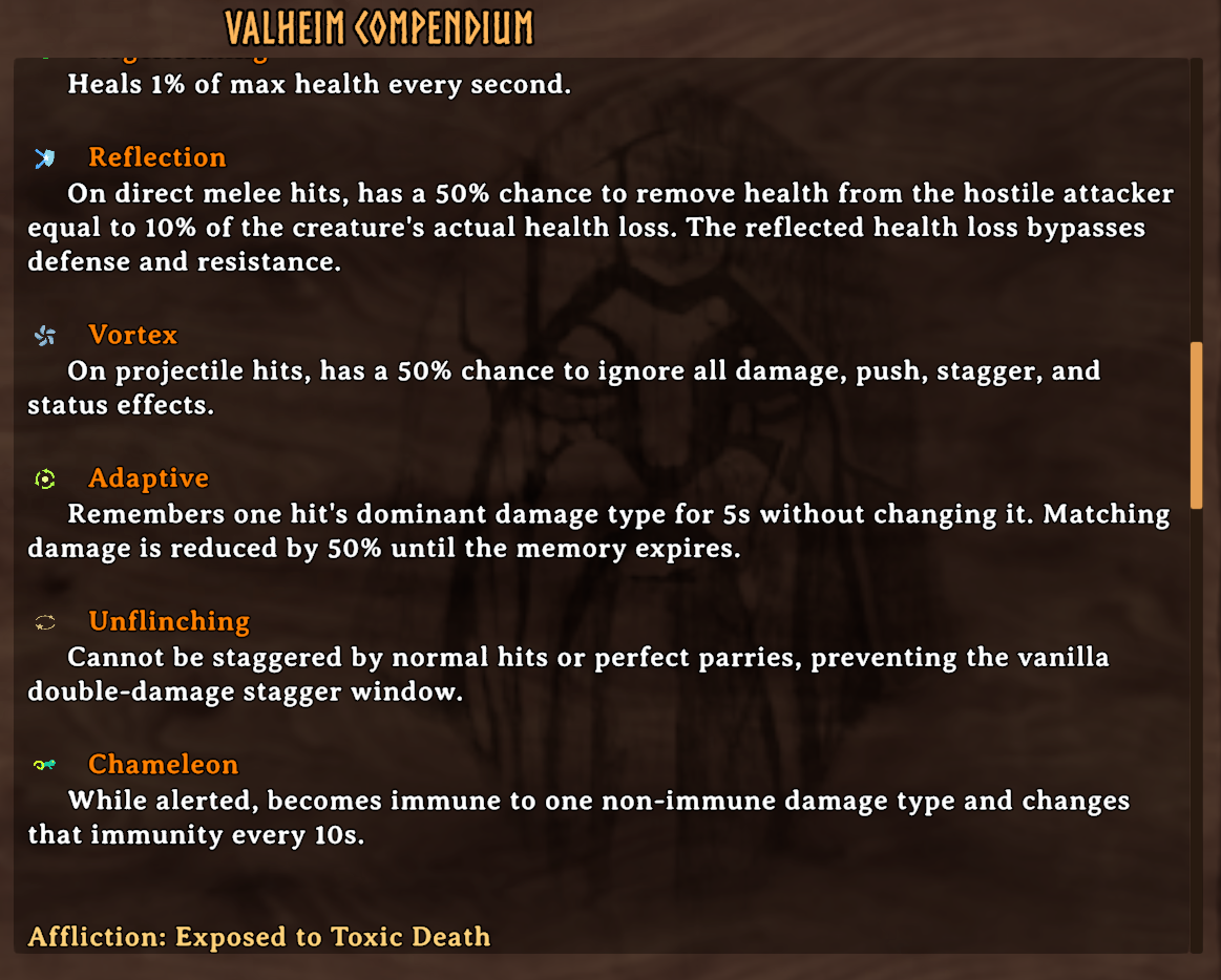 Defensive modifier entries in the Compendium