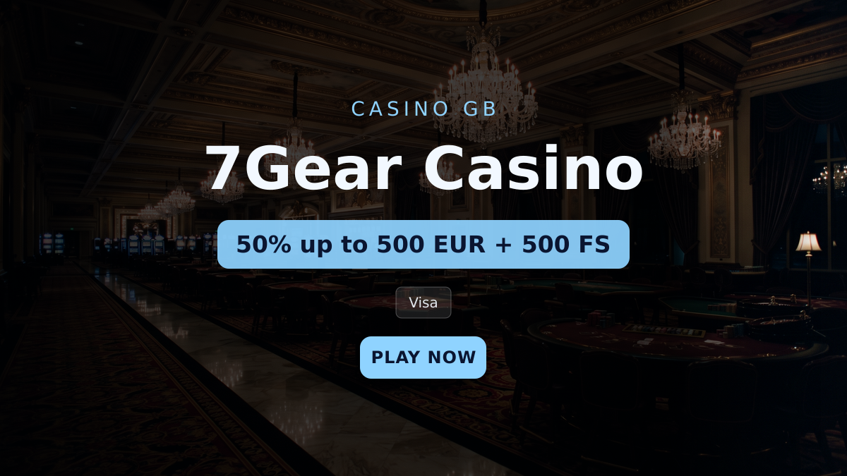 7Gear Casino — welcome bonus 50% up to 500 EUR + 500 FS, payments: Visa, Mastercard, Skrill, Neteller, MiFinity