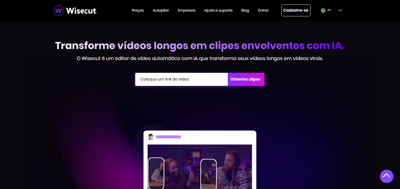 Wisecut - Criar cortes de vídeos longos
