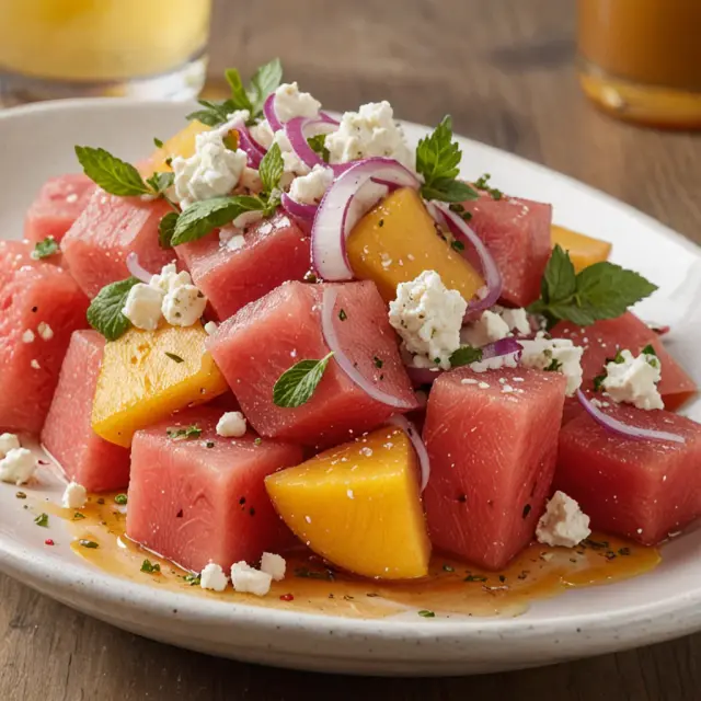Summer Peach Watermelon Salad You'll Enjoy!
