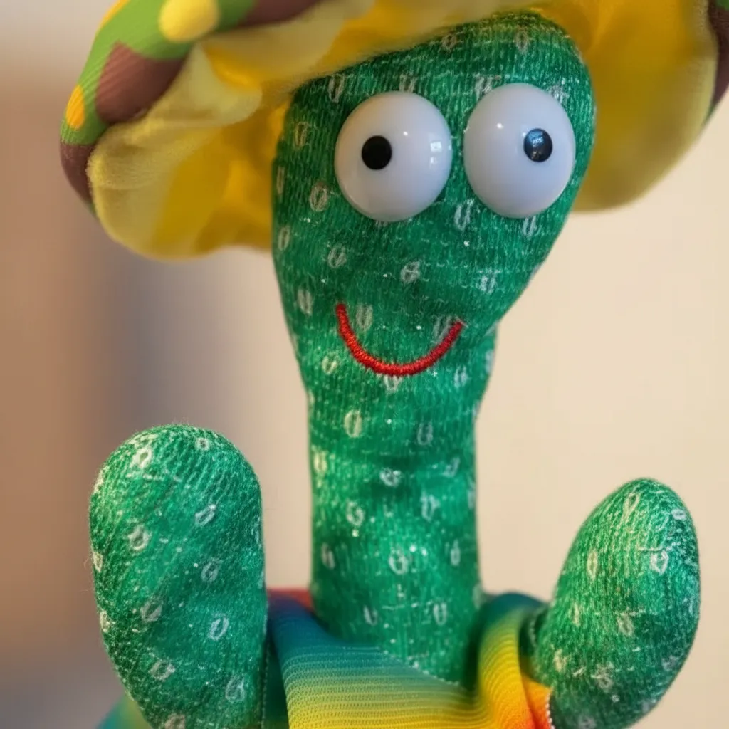 Detalle de la textura y el rostro del cactus bailar&iacute;n interactivo
