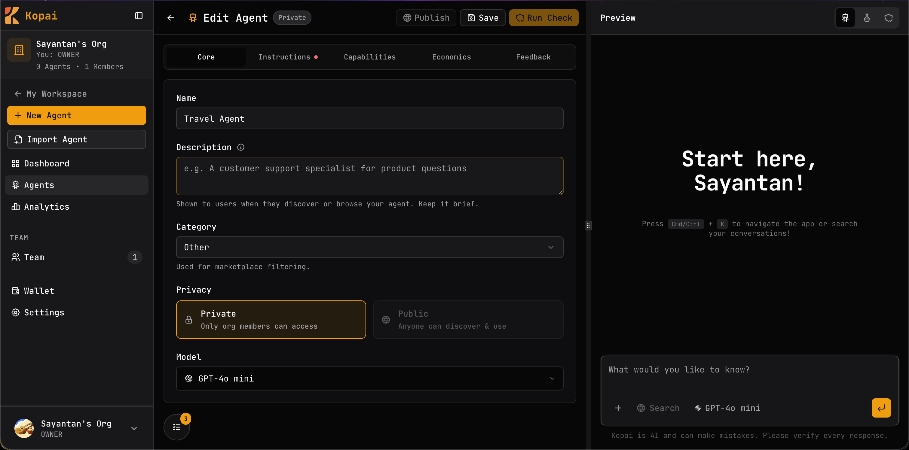 Core tab fields