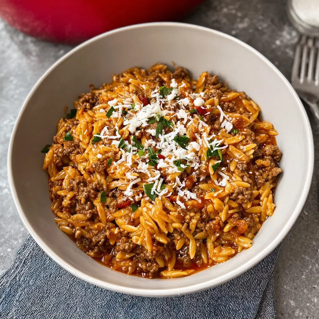 Ground Beef Orzo Comfort Bowl