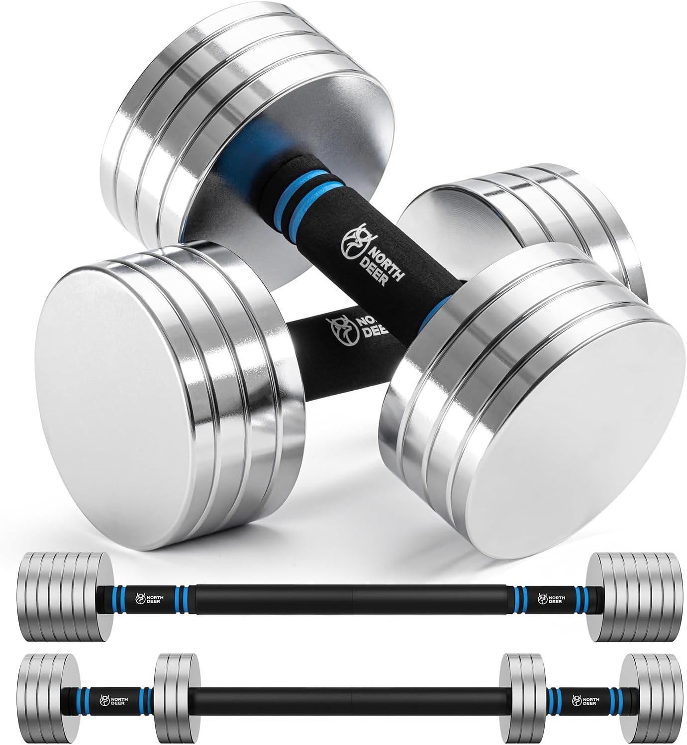 Northdeer V2.0 Upgraded Adjustable Steel Dumbbells 40LB / 60LB - 2