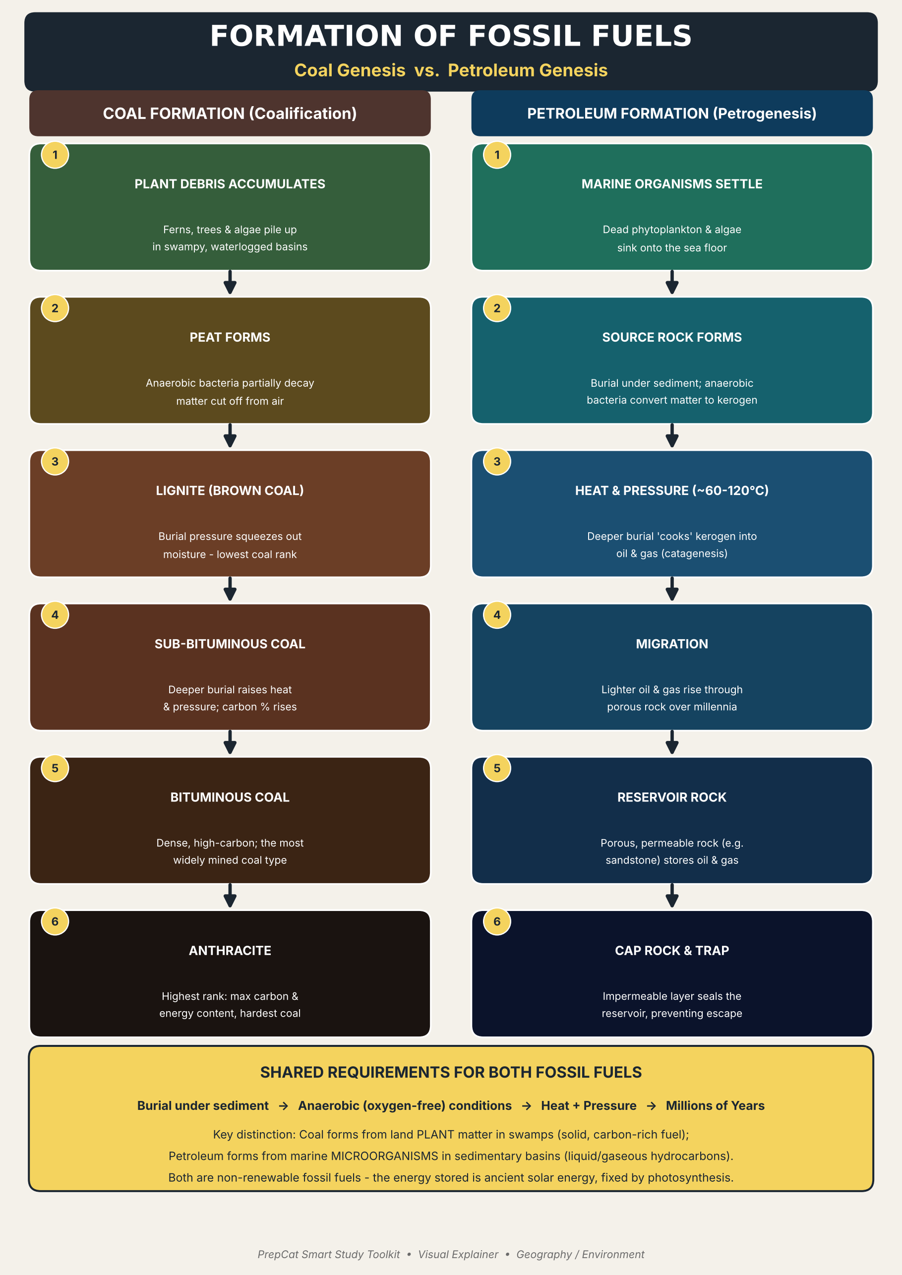 Formation of Fossil Fuels: Coal and Petroleum Genesis: A Visual Explainer