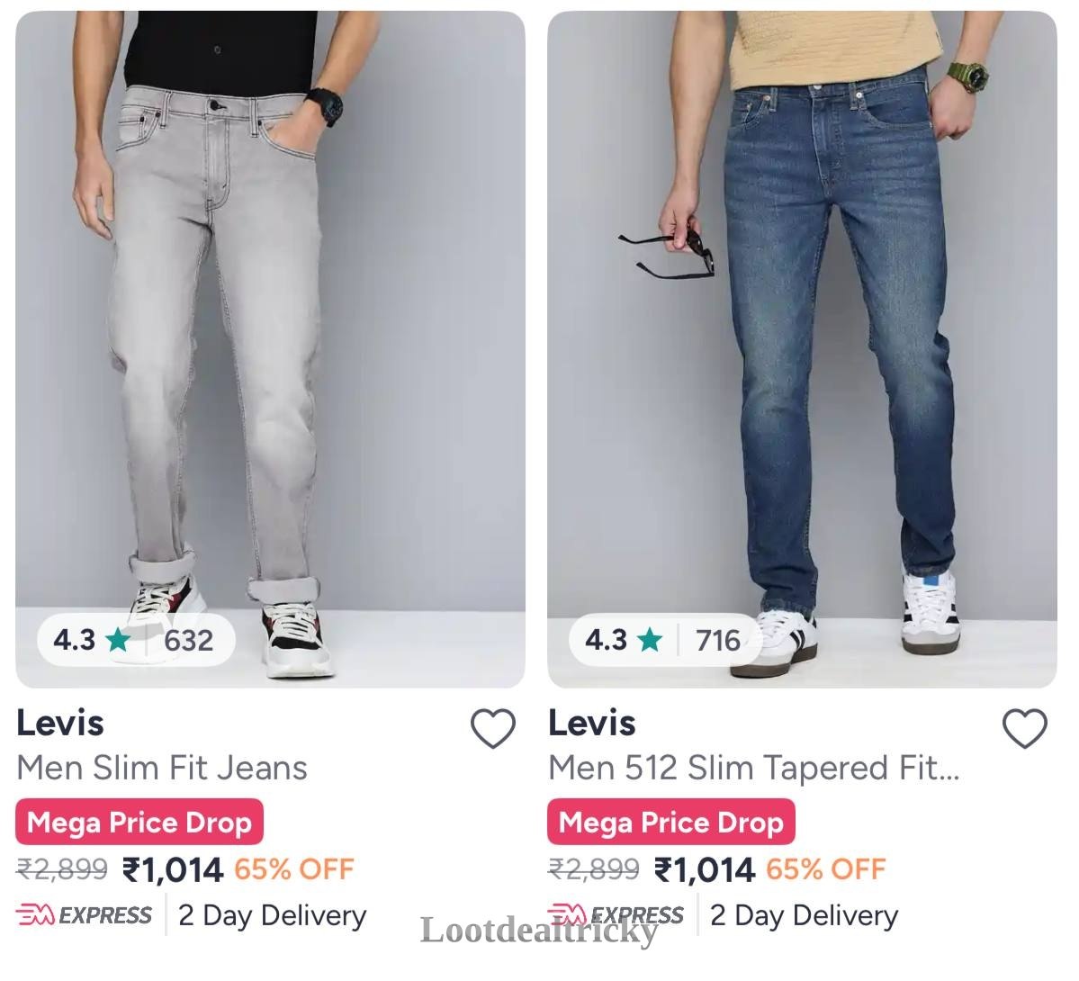 Levis Jeans At – Amazing Price Drop @ ₹65 (65%) Levis Jeans At – Amazing Price Drop @ ₹65 (65%)