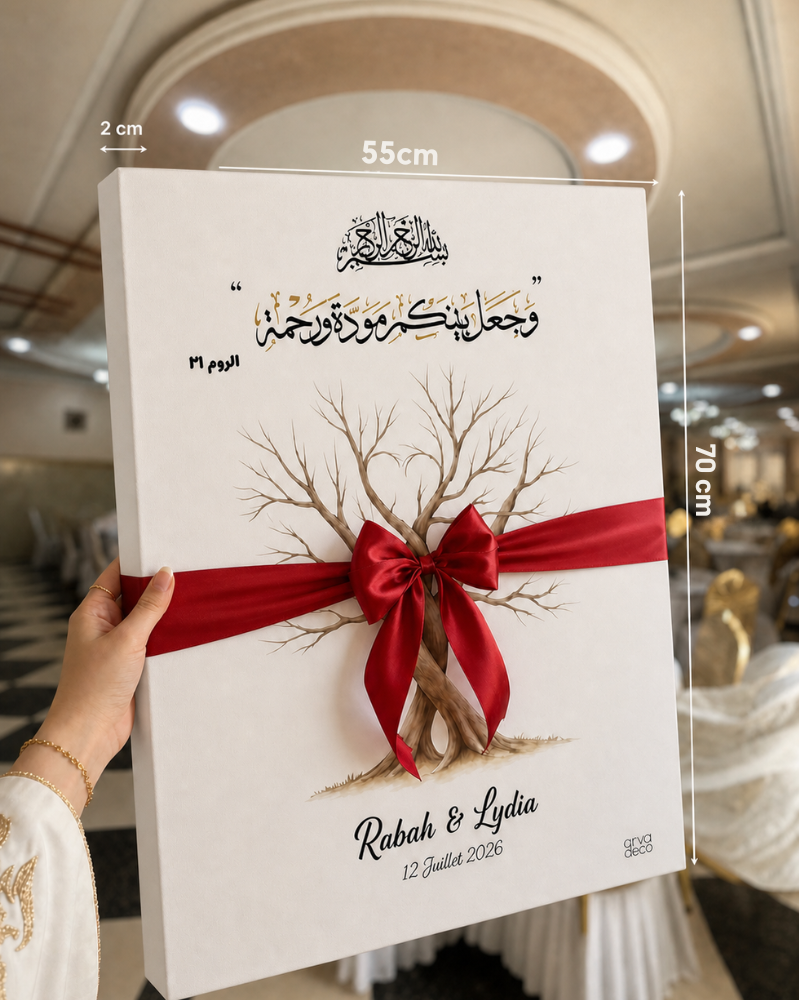 إطار كانفاس على شاسيه 55x70 سم - أسماء العروسين وتاريخ الزفاف 2