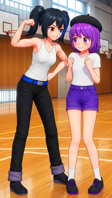 Utane and Ruko in the gym.png
