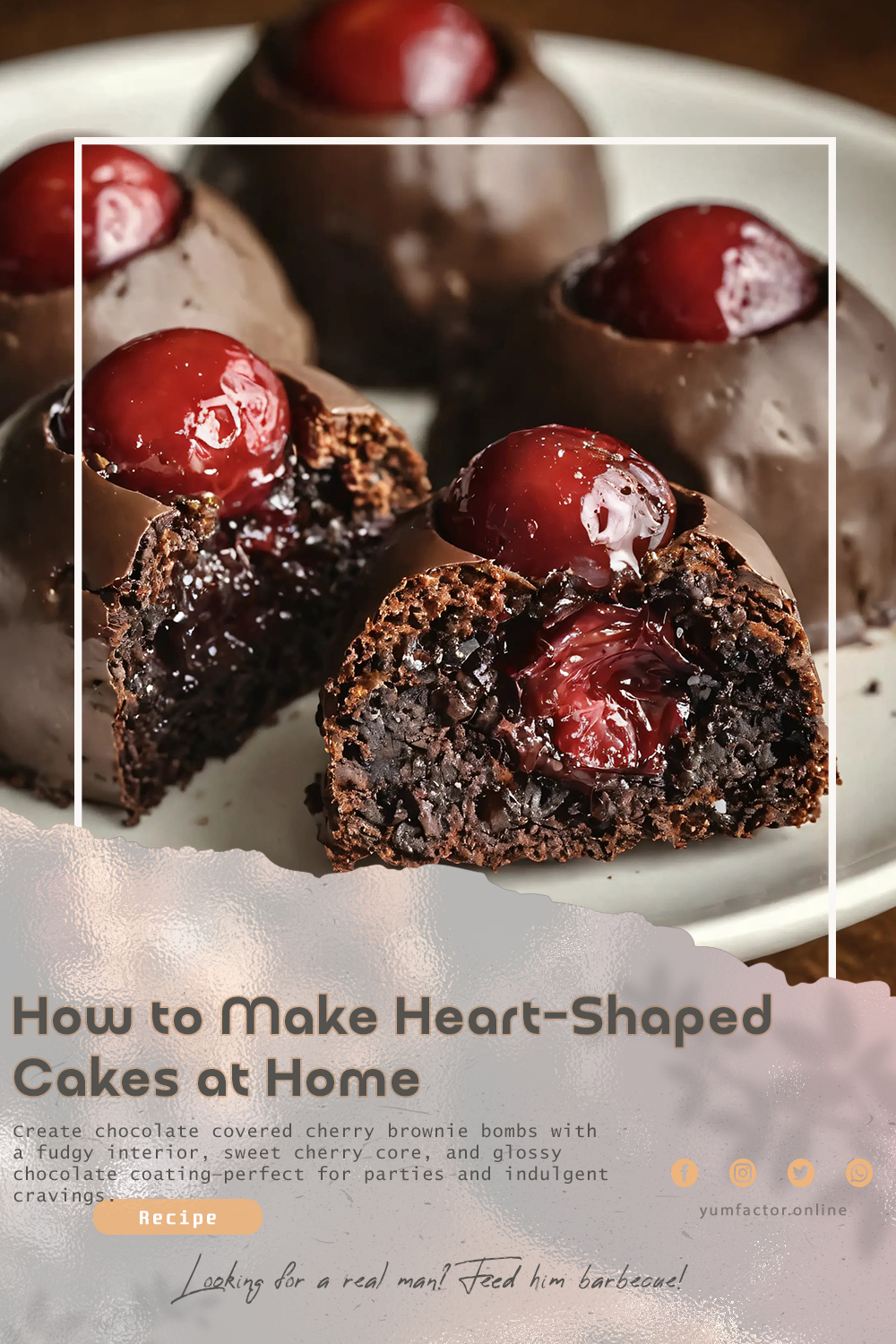 Rich Chocolate Covered Cherry Brownie Bombs