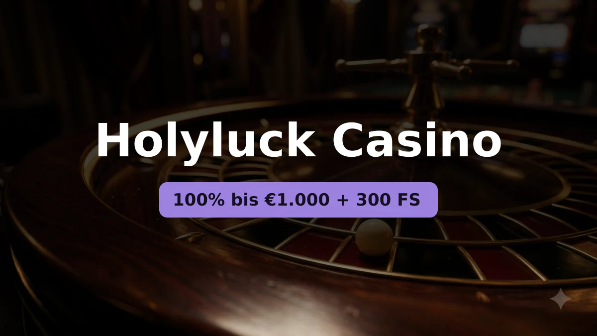 Holyluck Casino — Willkommensbonus 100% bis €1.000 + 300 FS, Zahlungen: Visa, Mastercard, Sofort, Apple Pay, Google Pay