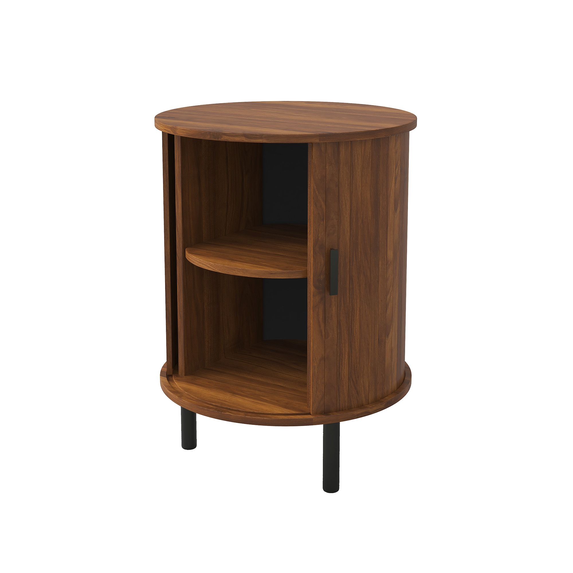 Table Basse Noyer, Rangement, Portes Coulissantes, Angles Arrondis, Structure Robuste, Entretien Facile - 48x48x65cm - Salon 3