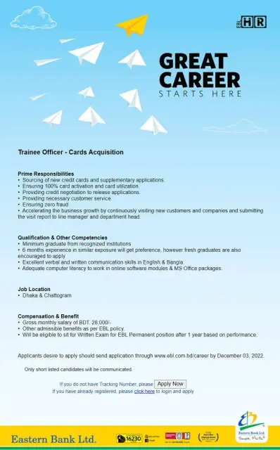 Eastern Bank Limited Job Circular