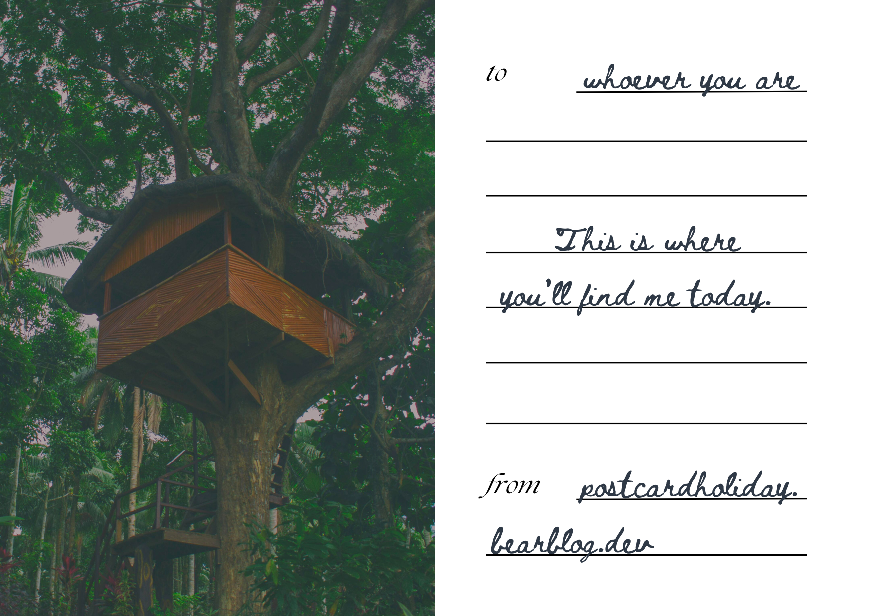 Postcard with the message, 