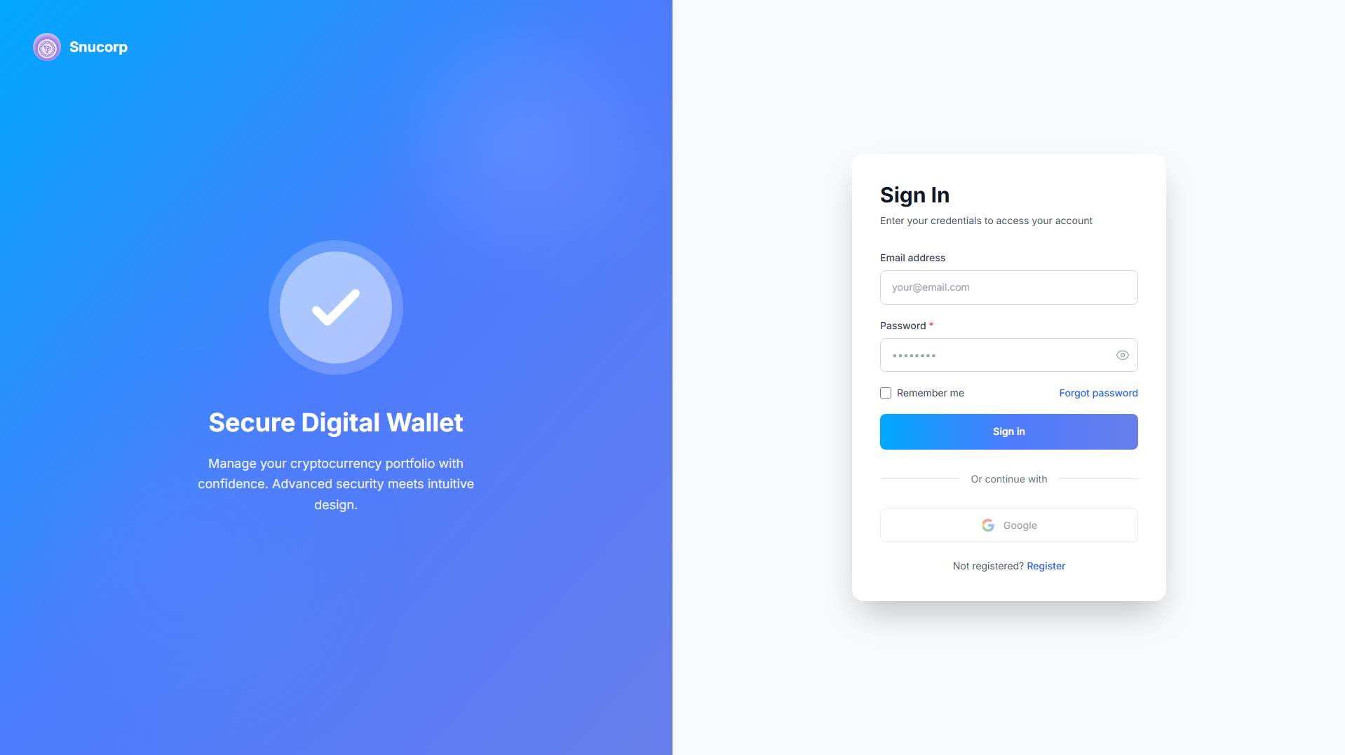 Screenshot of secure.snucorp.com