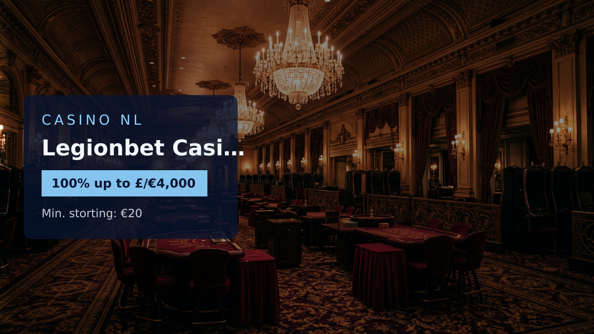 Legionbet Casino — welkomstbonus 100% up to £/€4,000 + 300 FS, betalingen: Visa, Mastercard, Bitcoin, Ethereum, Litecoin