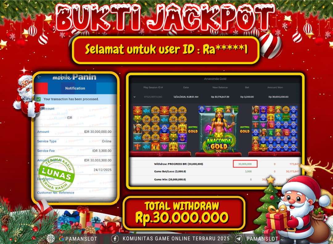 PAMANSLOT JACKPOT Game Anaconda Gold Rp.30,000,000- LUNAS