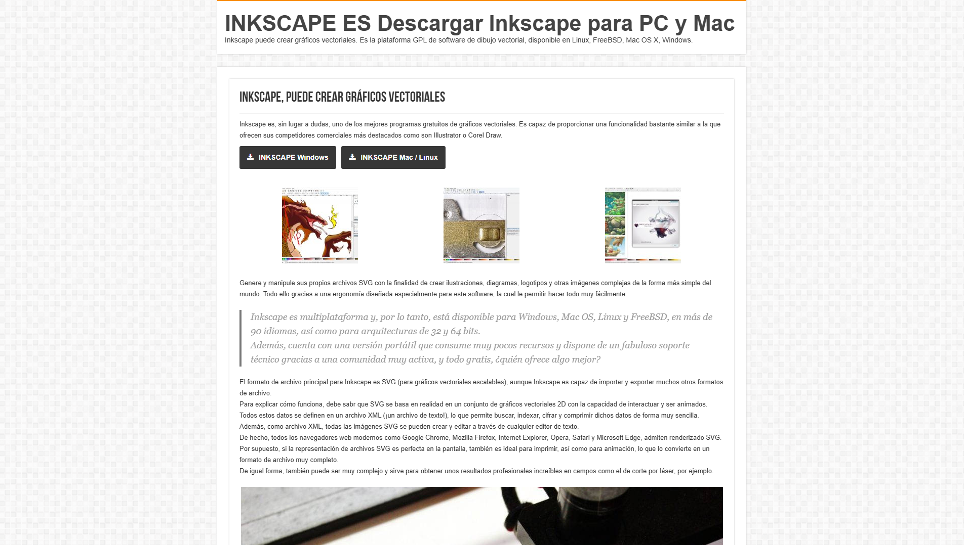Stored capture of inkscape.es