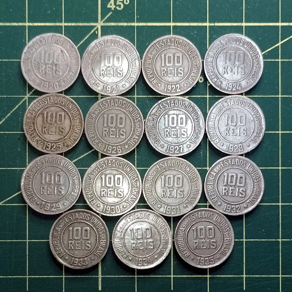 Lote: 14 Moedas 100 Réis Sem Repetir Data MBC +1 de Brinde