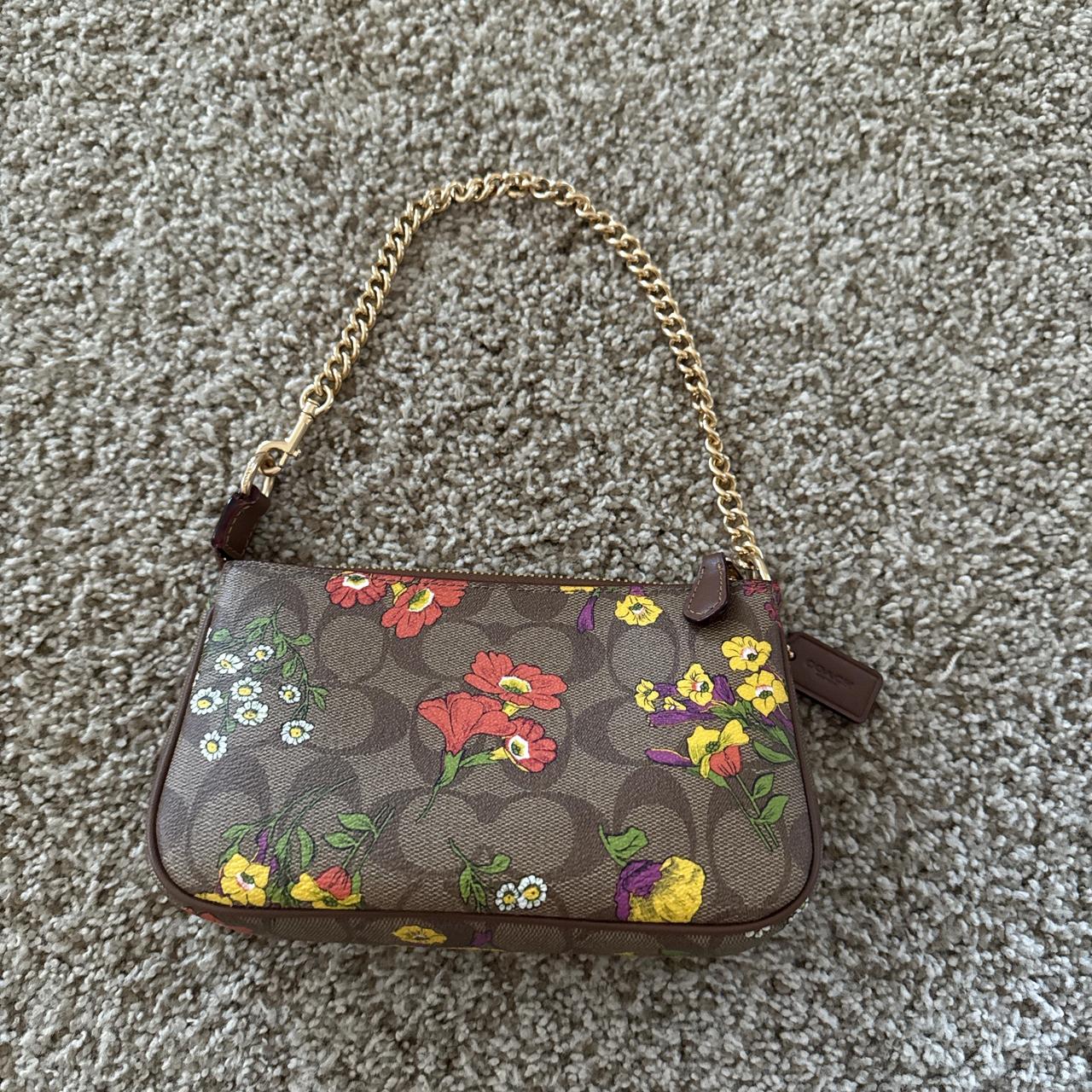 Coach nolita 19 with flower print and gold chain!