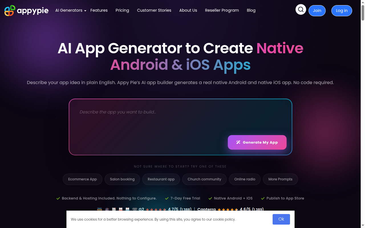 Appy Pie AI App Generator