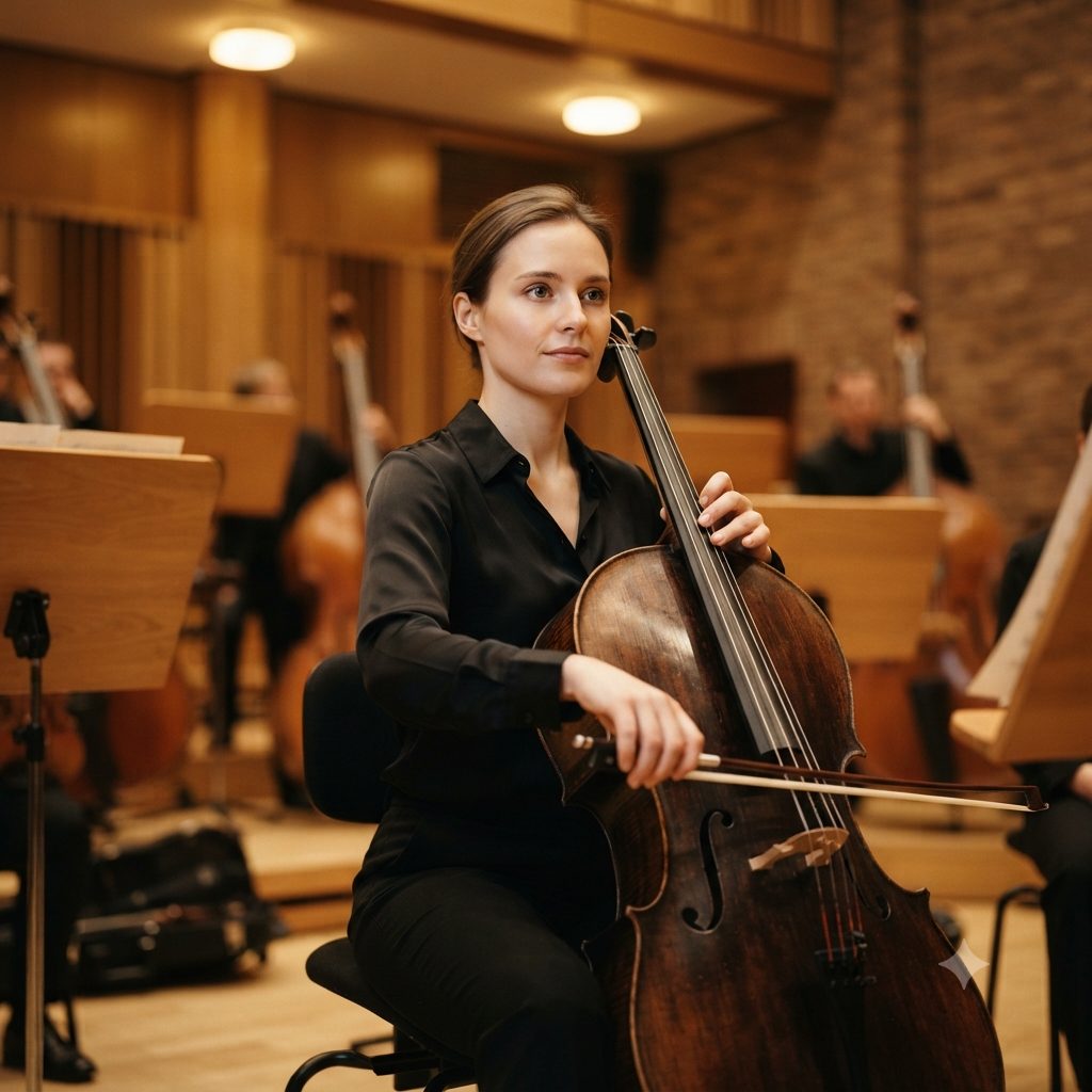Cellist Portrait Copy Paste Prompt for AI Photos