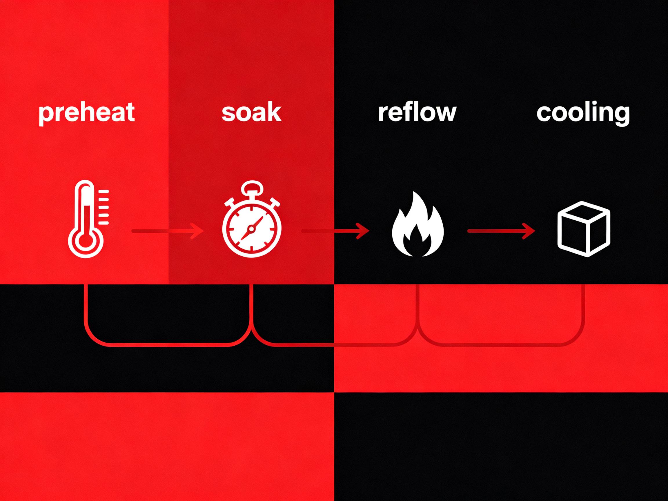 Reflow soldering process zones.