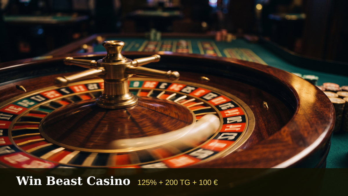 Win Beast Casino — bonus de bienvenue 125% + 200 TG + 100 € + 300 FS, paiements: Visa, Mastercard, Paysafecard, iDEAL, Apple Pay