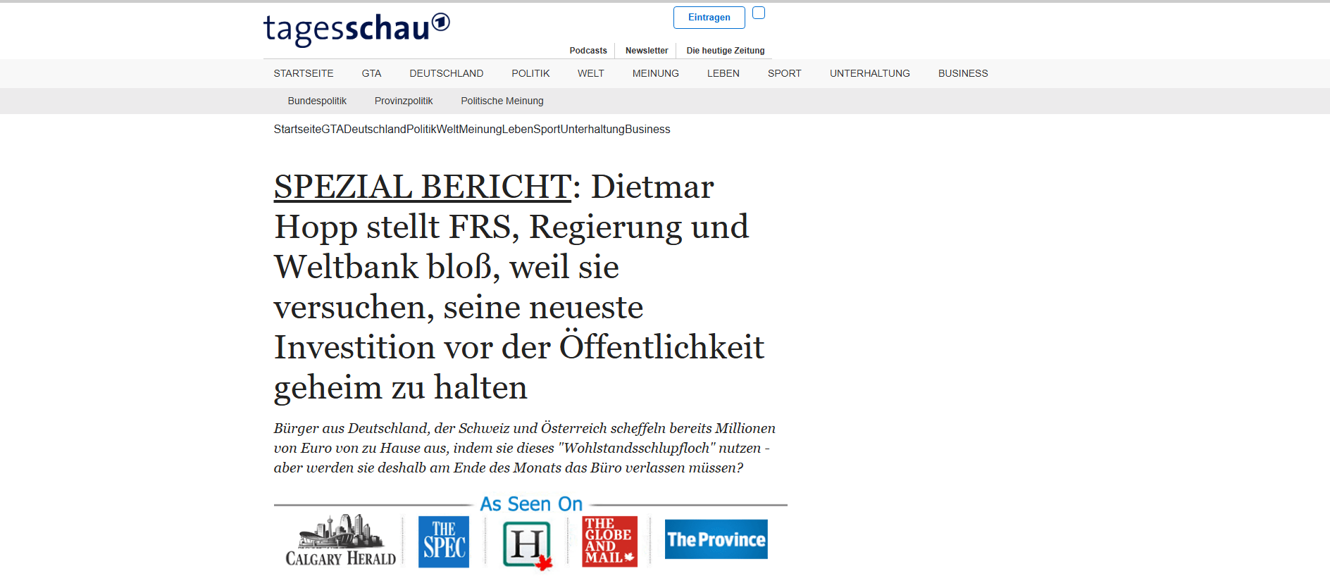 Forensic screenshot of tagesschau24-290125.totalh.net showing the phishing page layout