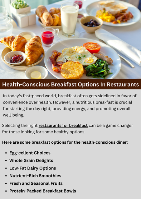 Restaurants now offer an array of health-conscious breakfast options to cater to the growing demand for nutritious morning meals. Choices range from fresh fruit salads and smoothie bowls packed with antioxidants to protein-rich omelets filled with vegetables. Whole grain pancakes and avocado toast are also popular choices, providing a balance of nutrients to kickstart the day on a wholesome note. To know more visit here https://www.goharvestmarket.com/farmhouse-restaurant/