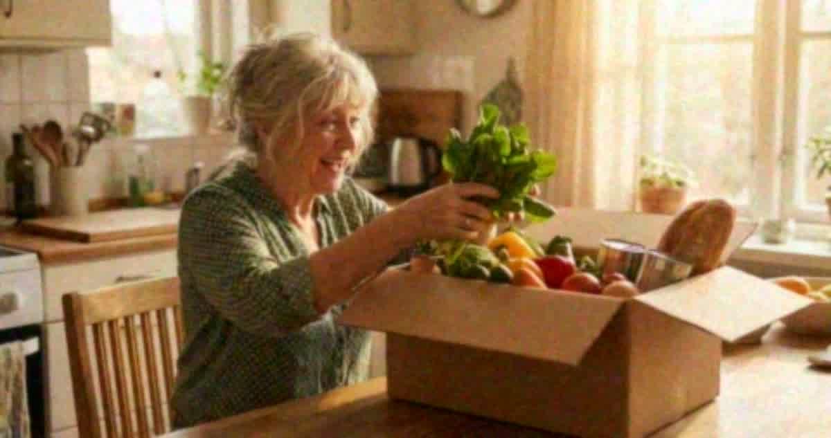 Woman with food box