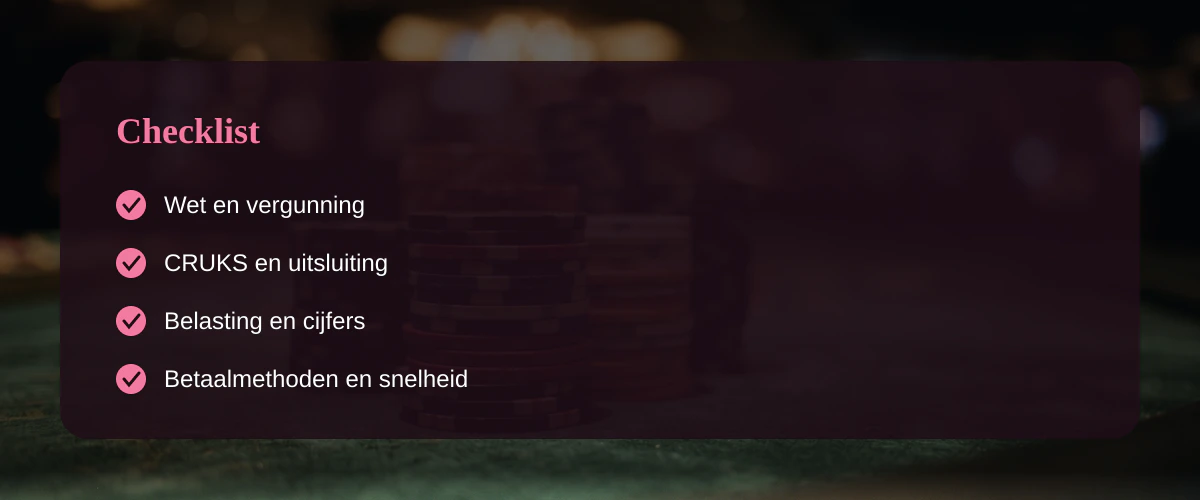 Verbod casino — Checklist