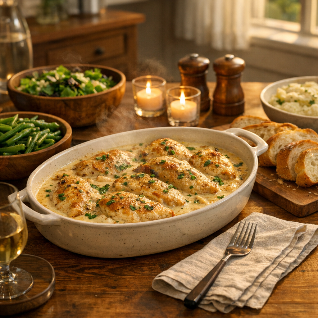 Creamy Chicken with Garlic Cream Sauce Recipe finished dish