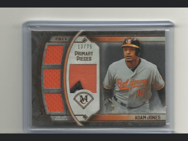 2018 Topps Museum Collection Adam Jones Primary Pieces Quad Relic /75