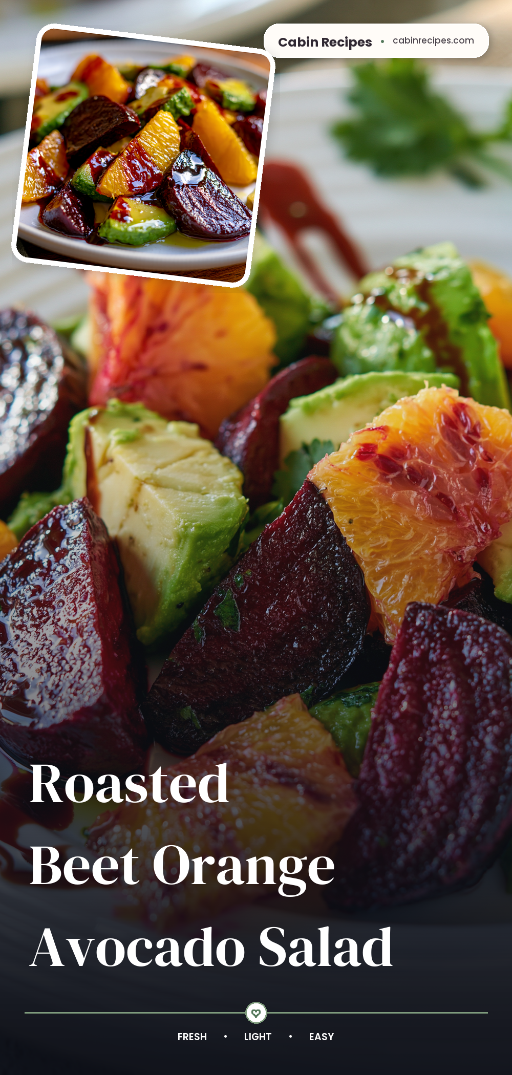 Pinterest graphic for Roasted Beet Orange Avocado Salad