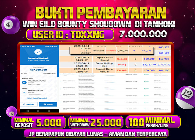 TANHOKI JACKPOT SLOT WILD BOUNTY SHOWDOWN Rp.7.000.000,- LUNAS