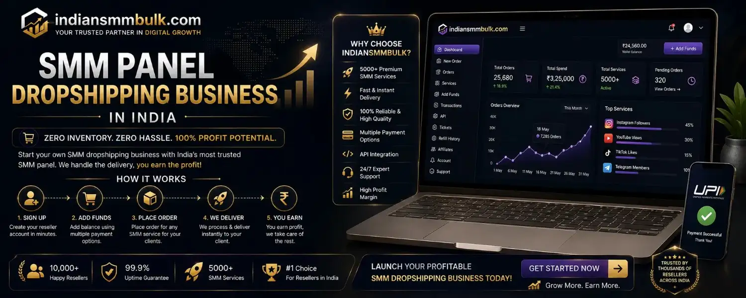 SMM panel dropshipping business dashboard showing API automation and order flow