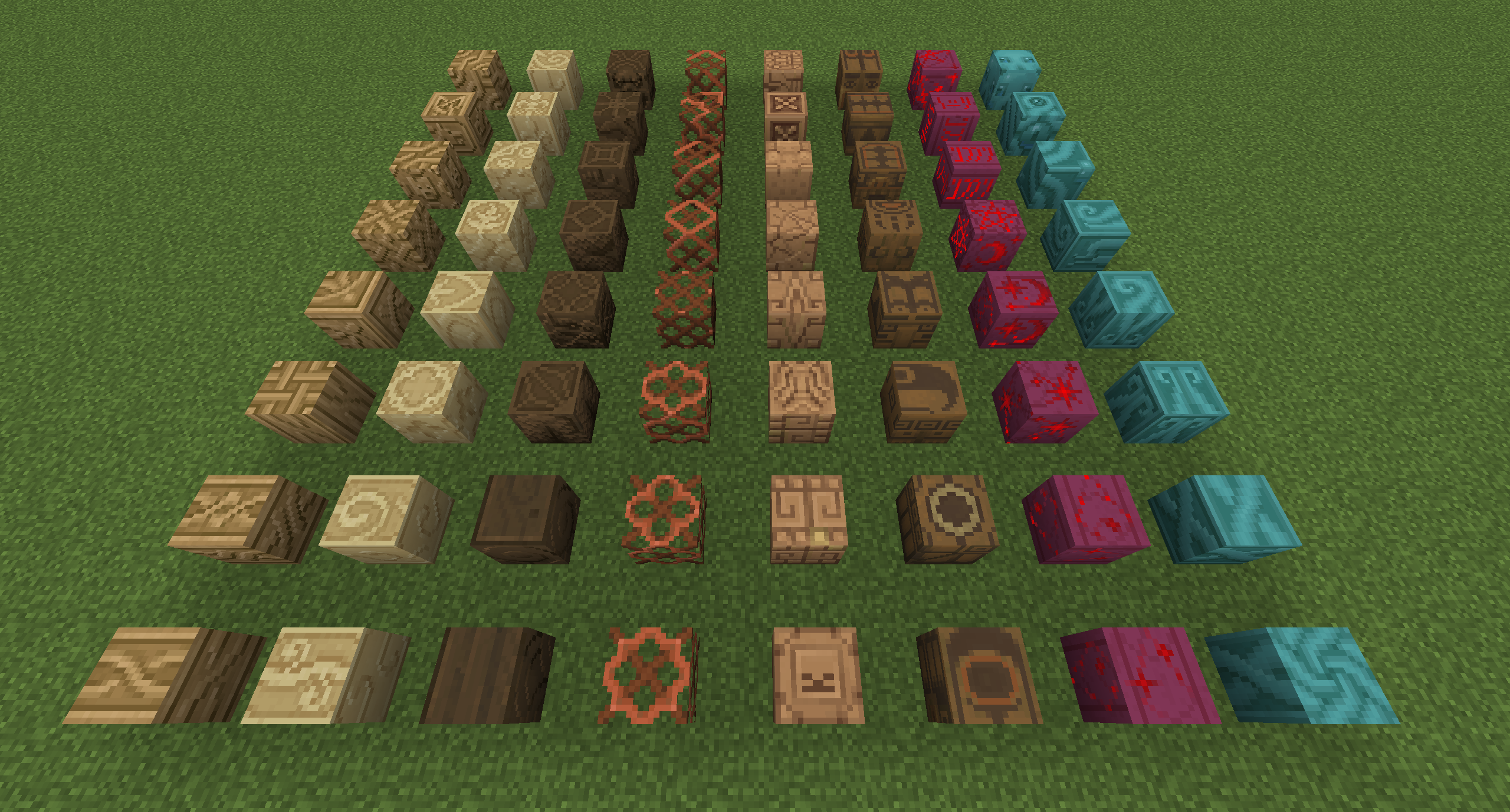 Carved wood blocks