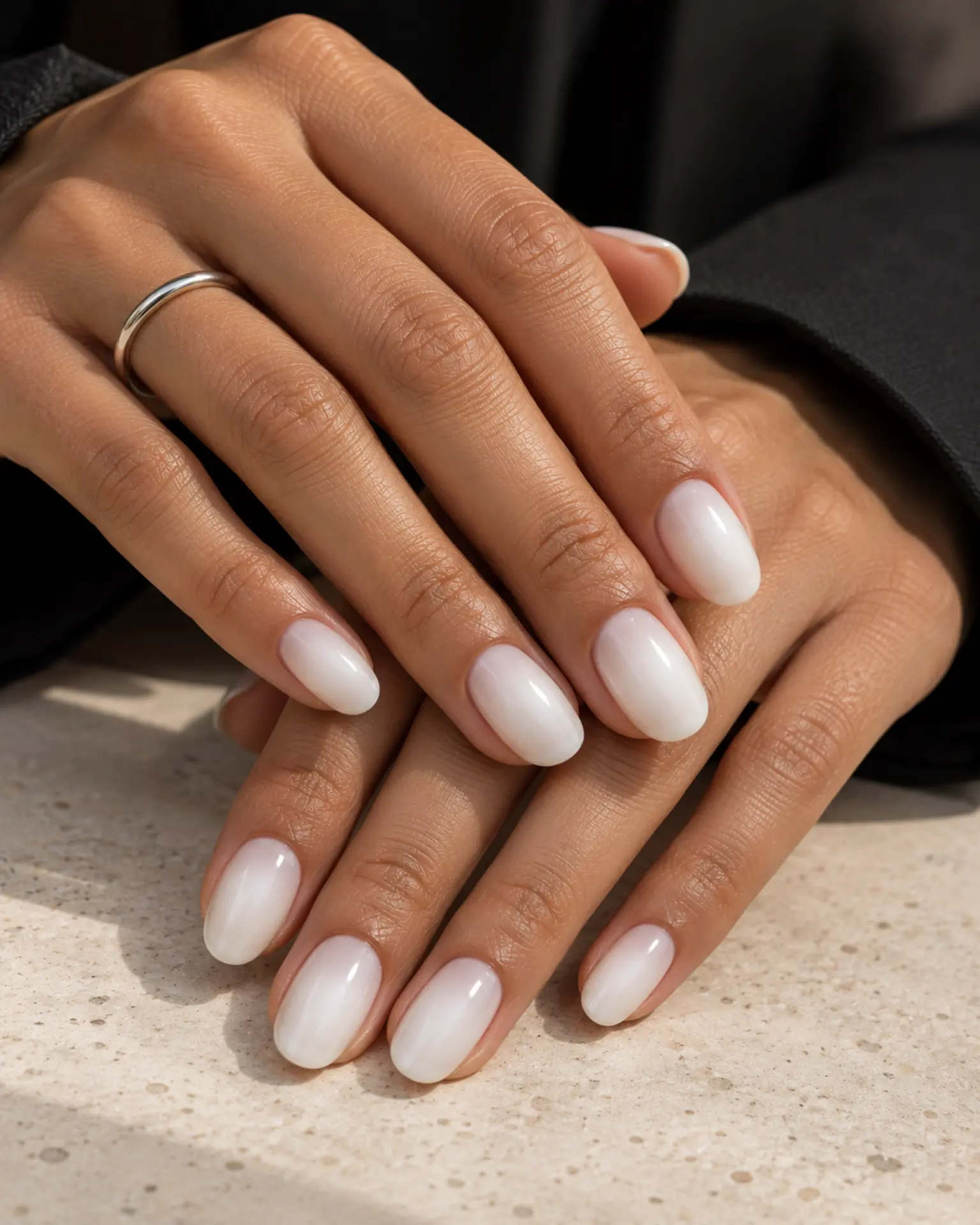 White Tonal Aura Fade manicure inspiration for white nail ideas
