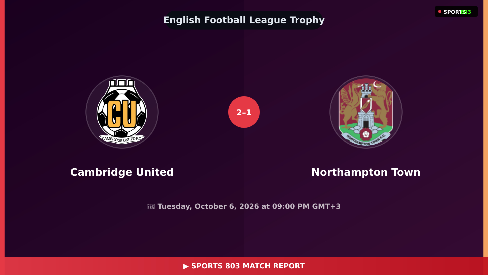 Cambridge United vs Northampton Town – Highlights & Replay | Sports 803