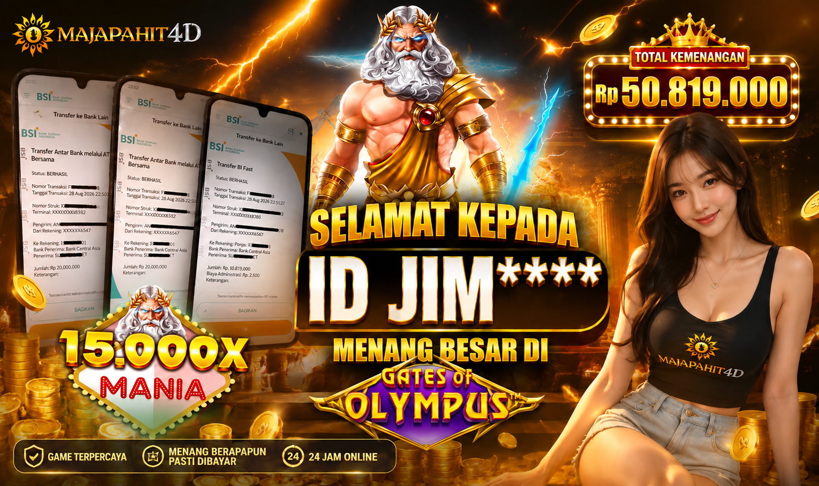 MAJAPAHIT4D JACKPOT 15,000 MANIA Rp.50.819.000.,- LUNAS