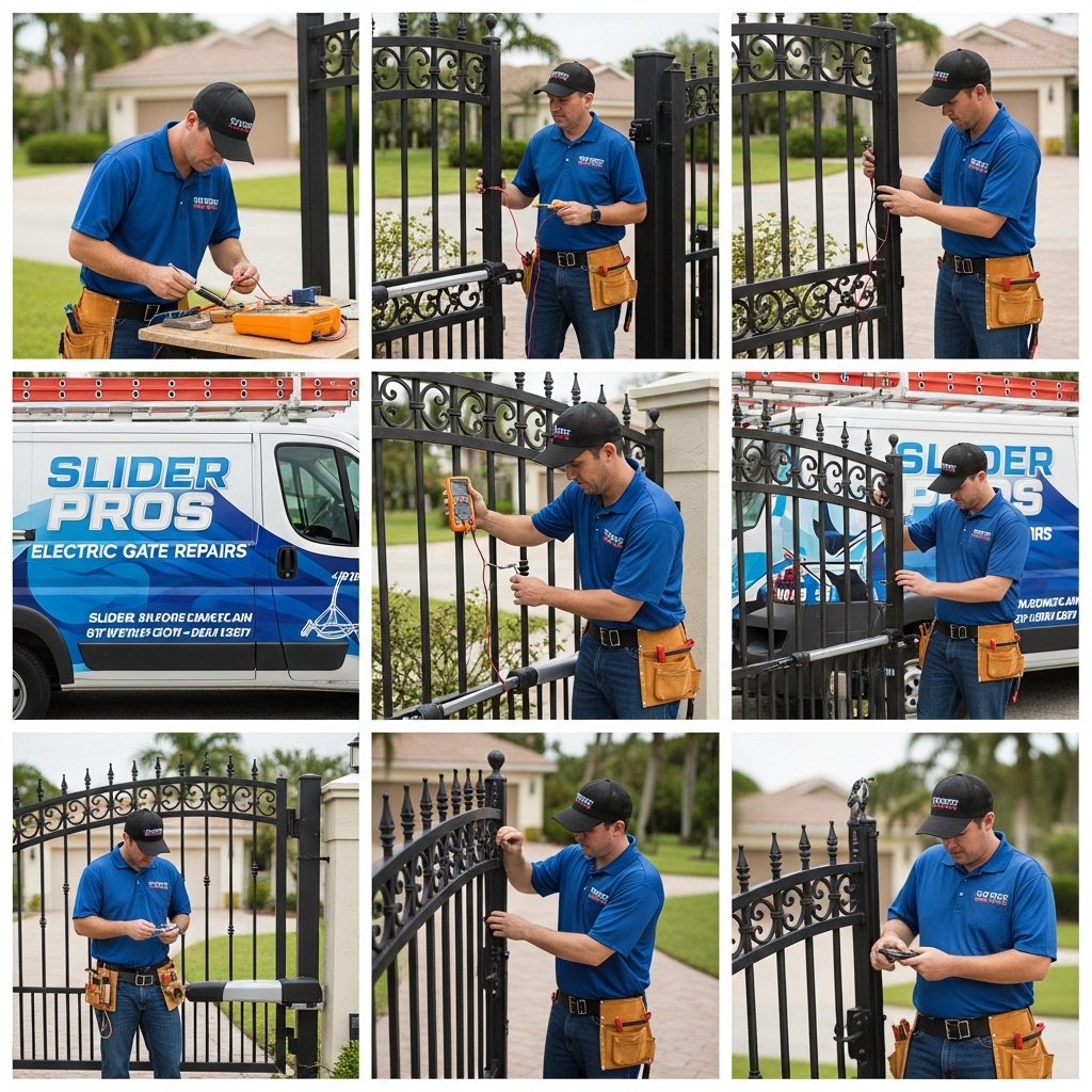 Electric Gate Repair Service - Expert Slider Pros Technician at Work Boca Raton