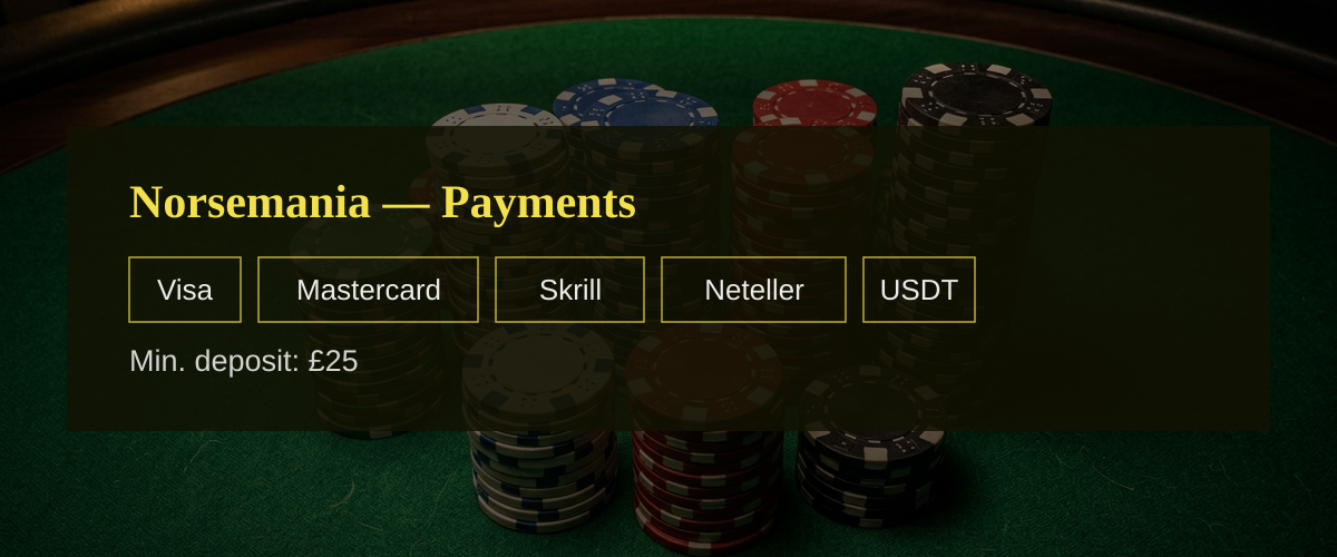Norsemania � Payments: Visa, Mastercard, Skrill, Neteller, USDT