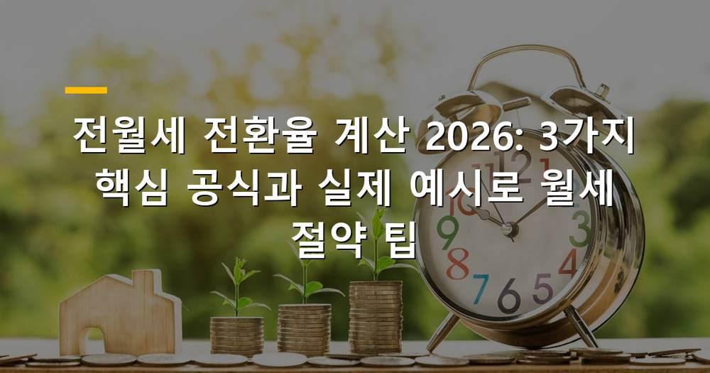 2026년 전월세 전환율 계산 핵심 공식과 월세 절약 팁