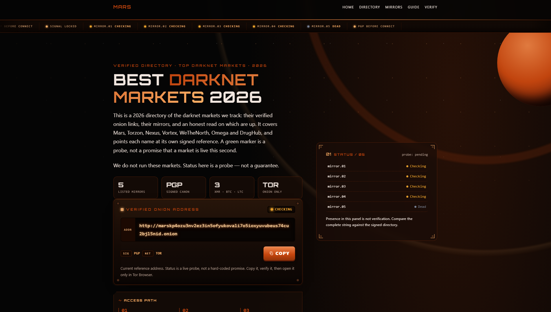 Stored capture of mars-darknet.com