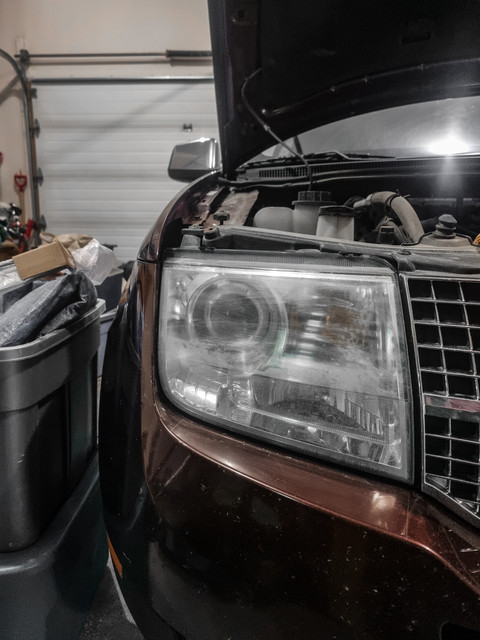 Southern AB Truck — Minimum Restoration Before — Yellowed Foggy Headlights Southern Alberta