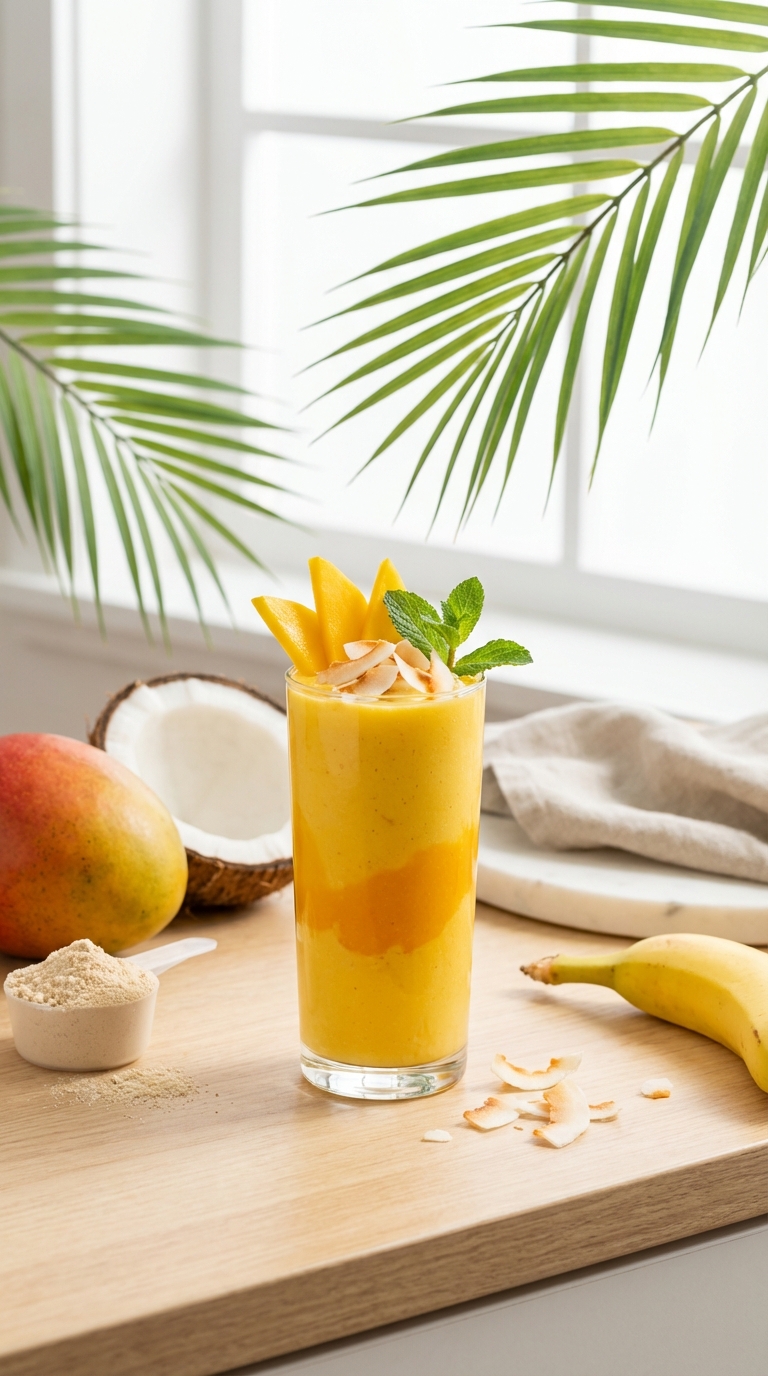 Tropical Mango Coconut Blend — protein smoothie recipes healthy easy