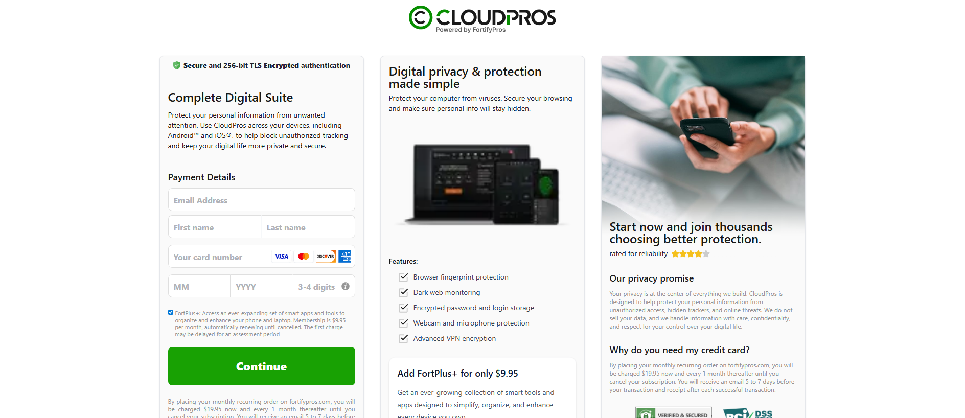 Stored capture of secure.fortifypros.com
